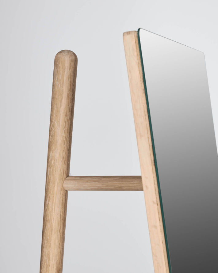Espejo perchero de pie madera maciza abedul 45x160cm
