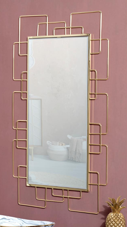 Espejo de pared metal dorado 102x60cm