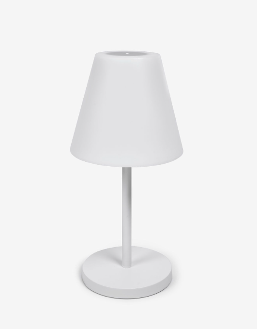 Lámpara de mesa de exterior Lorenzo acero blanco
