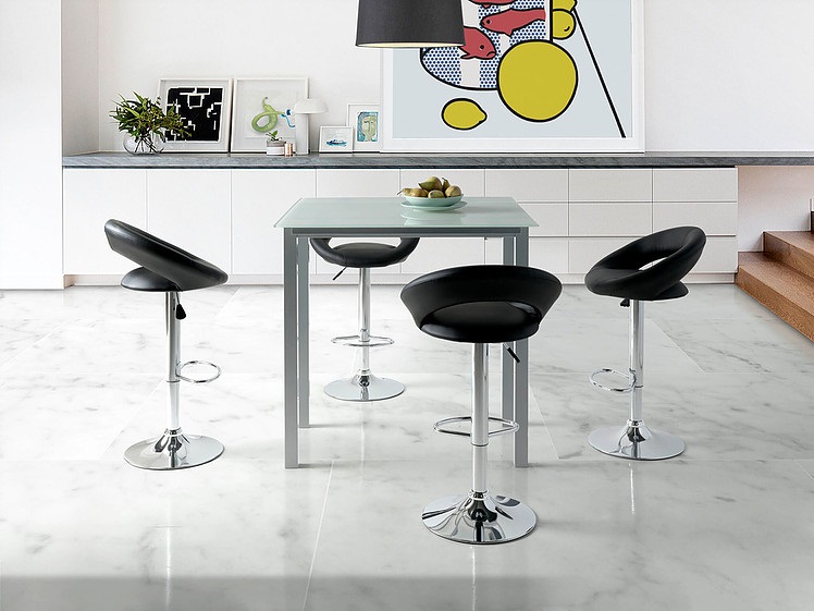 Mesa de cocina alta extensible Praga cristal blanco PI-040A