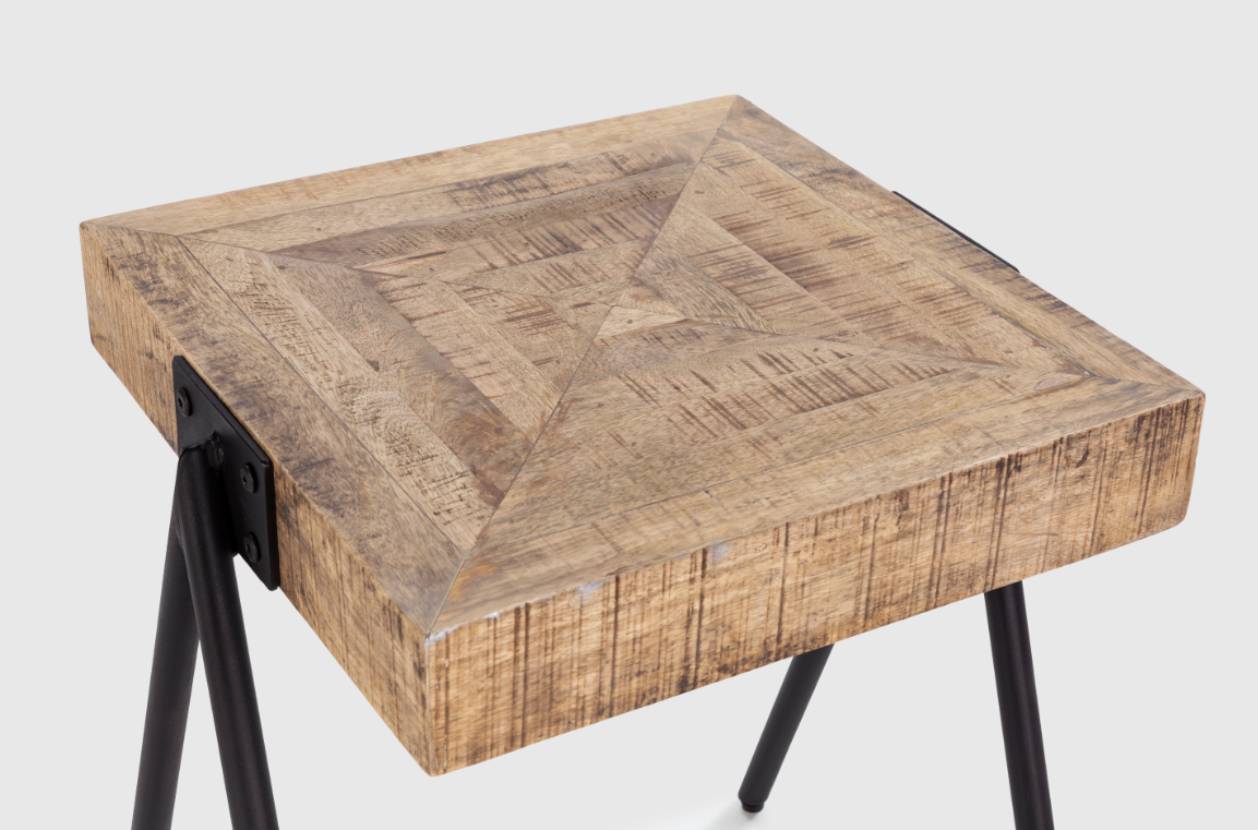 Mesa auxiliar artesanal Indra madera mango natural 45x51cm