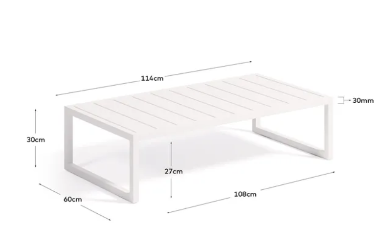 Mesa de centro Benissa aluminio blanco 60x114cm