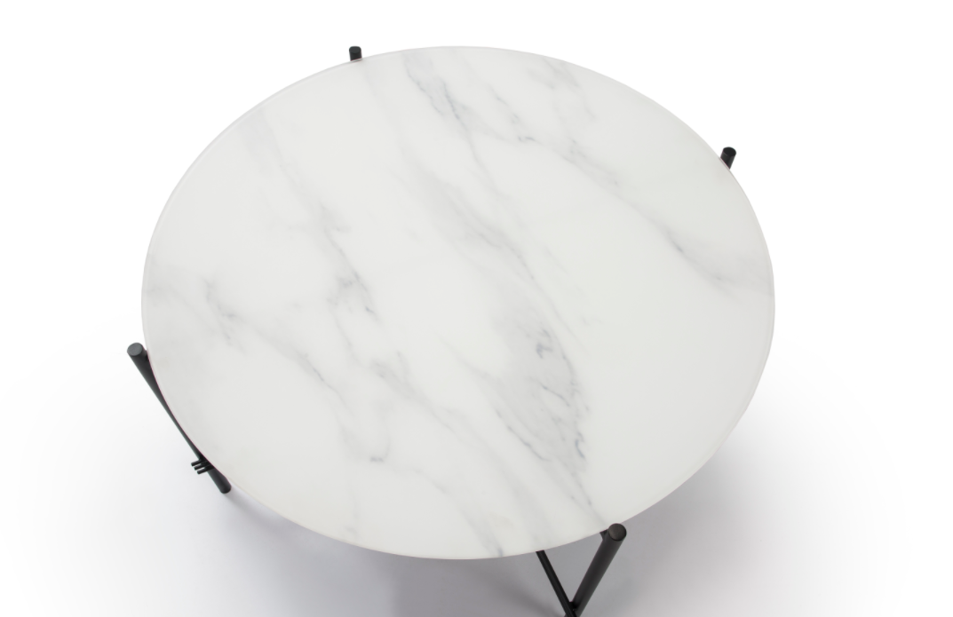 Mesa de centro Kendall cristal marmol blanco 84 cm