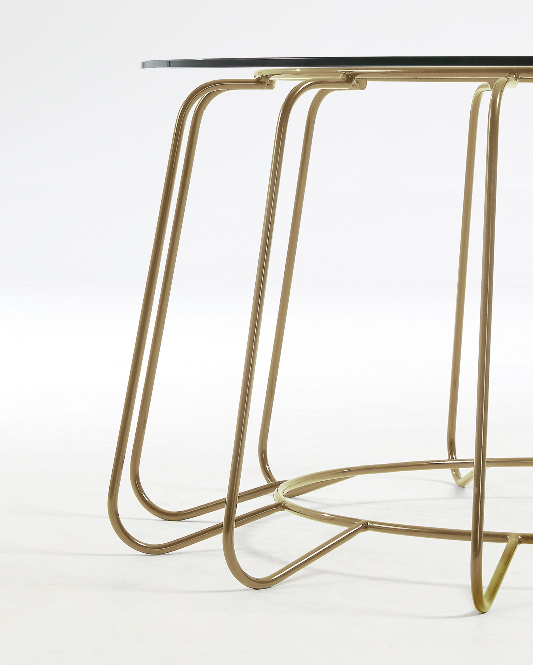 Mesa de centro Ornela de cristal y acero acabado dorado 80 cm