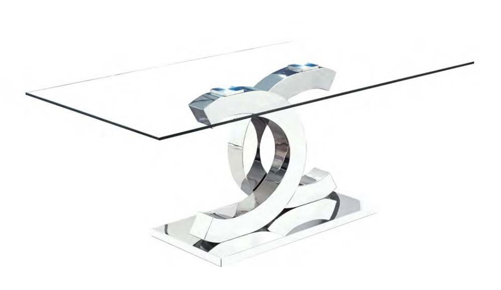 Mesa de comedor Chanel cristal acero inoxidable 150x90 cm