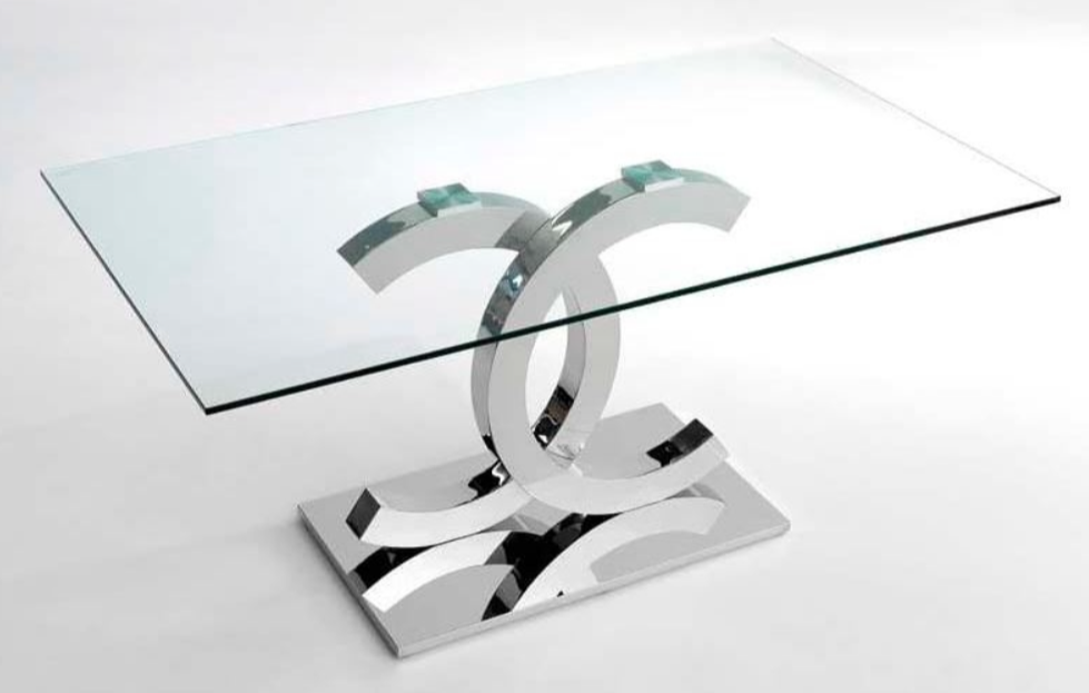Mesa de centro Chanel cristal acero inoxidable 110x60 cm
