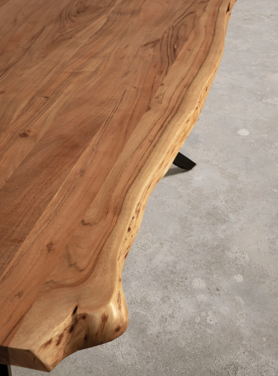 Mesa de comedor Mudri madera acacia natural metal 200x100cm