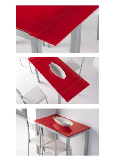 Conjunto de cocina Mesa cristal rojo Mimes 2 sillas Lago