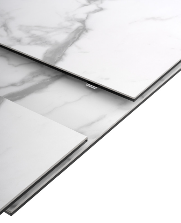 Mesa extensible Ness mármol blanco 160/220 cm