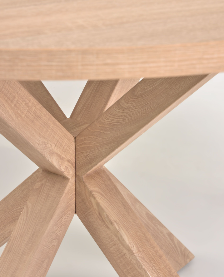 Mesa redonda acabado natural patas de acero efecto madera 120cm