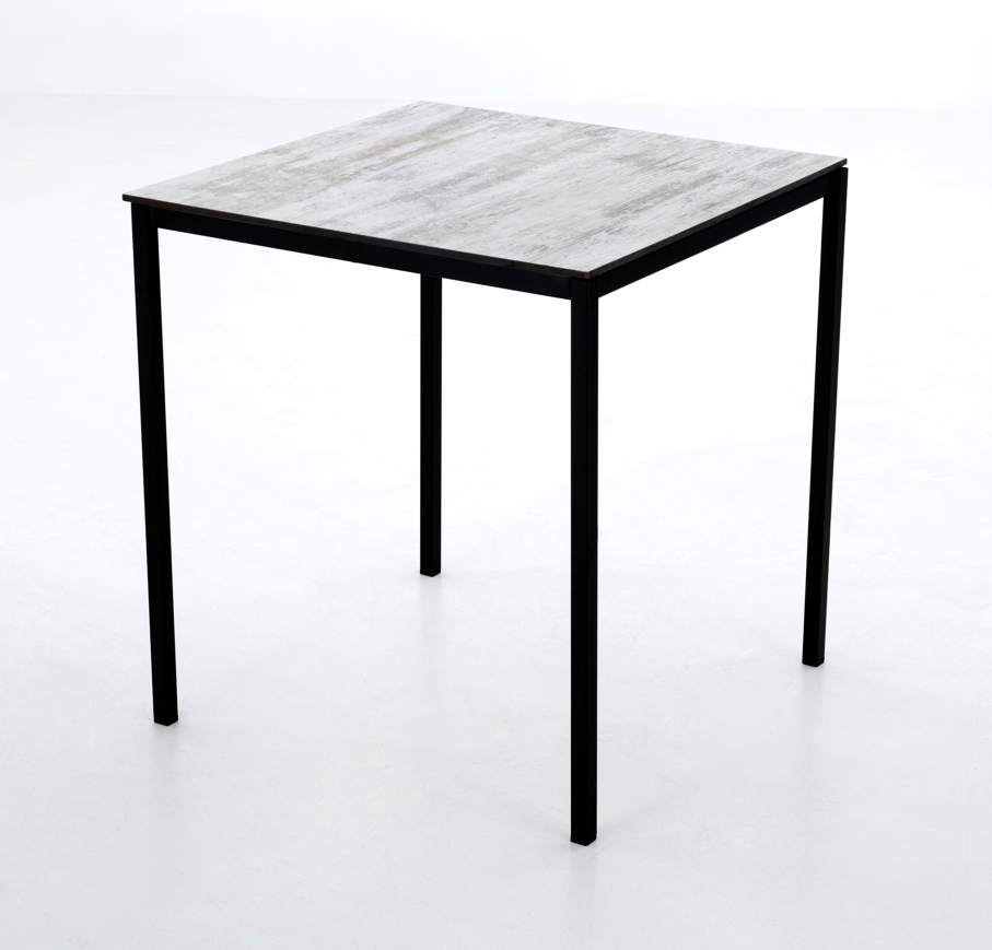 Mesa de terraza apilable acero negro tablero compacto 70x70