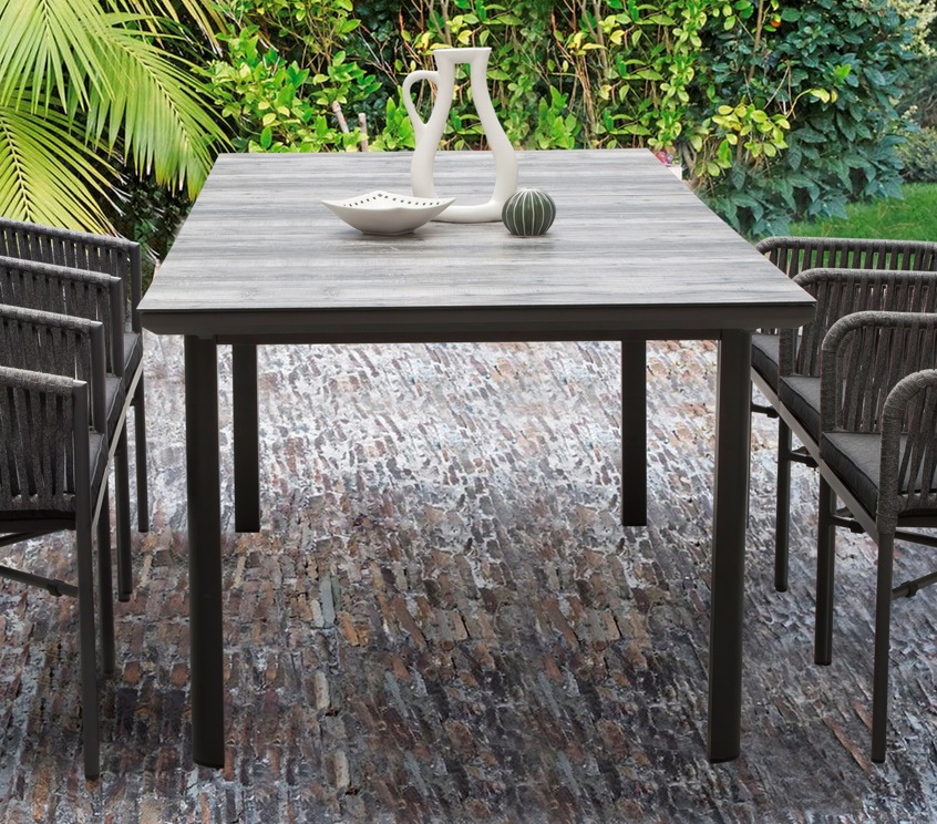 Conjunto de terraza cuerda antracita ceramico madera Cartago