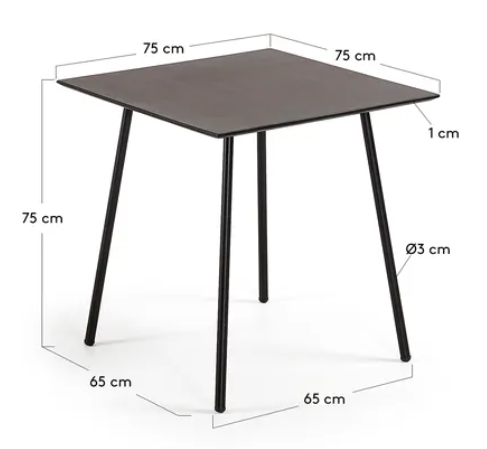 Mesa de centro Marcel cemento patas de acero 75x75 cm