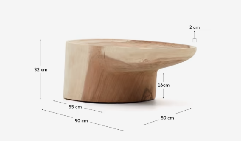 Mesa de centro madera de mungur 90x50cm