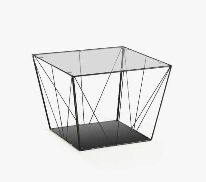 Mesa de centro Jecca de cristal  acabado negro 60x60 cm