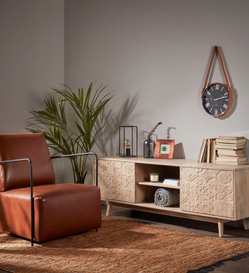 Mueble TV artisan madera tallada natural 160 cm
