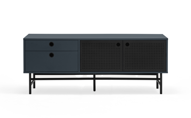 Mueble TV industrial Punto metal negro azul oscuro 140 cm 2P2C