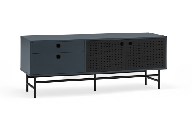 Mueble TV industrial Punto metal negro azul oscuro 140 cm 2P2C