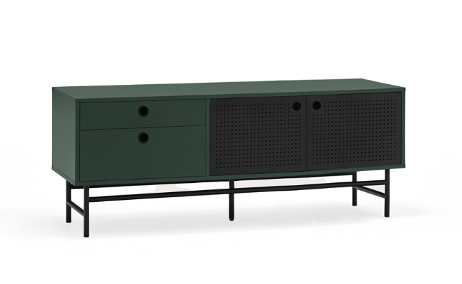 Mueble TV industrial Punto metal verde 140 cm 2P2C
