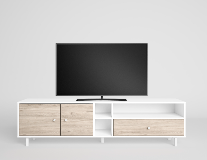 Mueble TV Roald en madera blanco 180x40cm