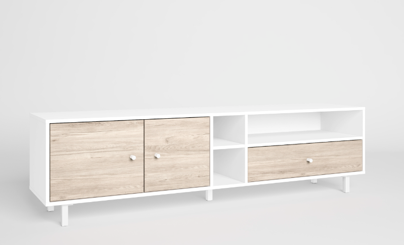 Mueble TV Roald en madera blanco 180x40cm