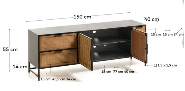 Mueble TV Dakar madera maciza de abeto 150 x 55 cm