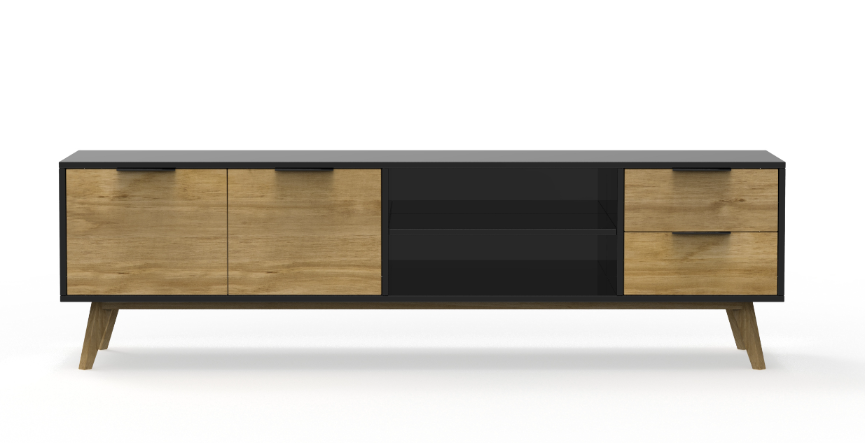 Mueble TV Lavis madera de pino bocamina cera 180x52cm