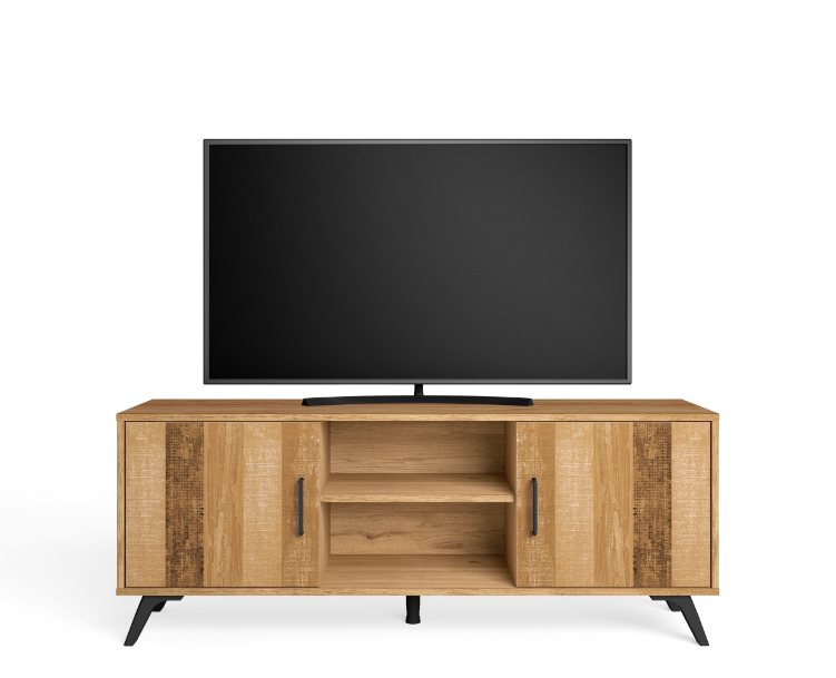 Mueble TV nordic en madera natual serigrafia 136x40cm