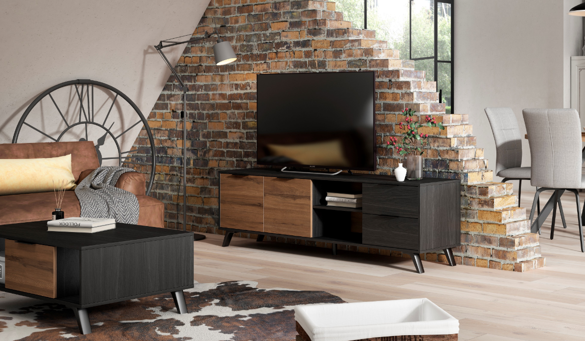 Mueble TV Noe bocamina nogal 180x53cm
