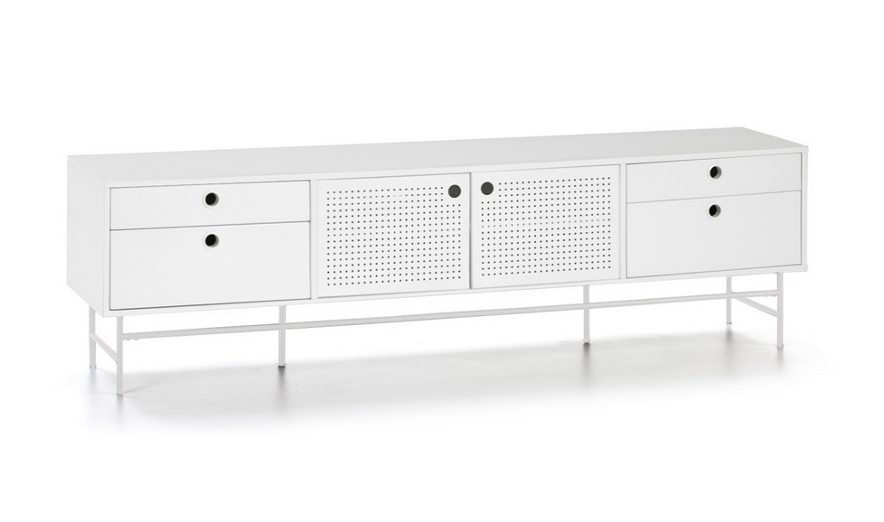 Mueble TV industrial Punto metal blanco 180 cm