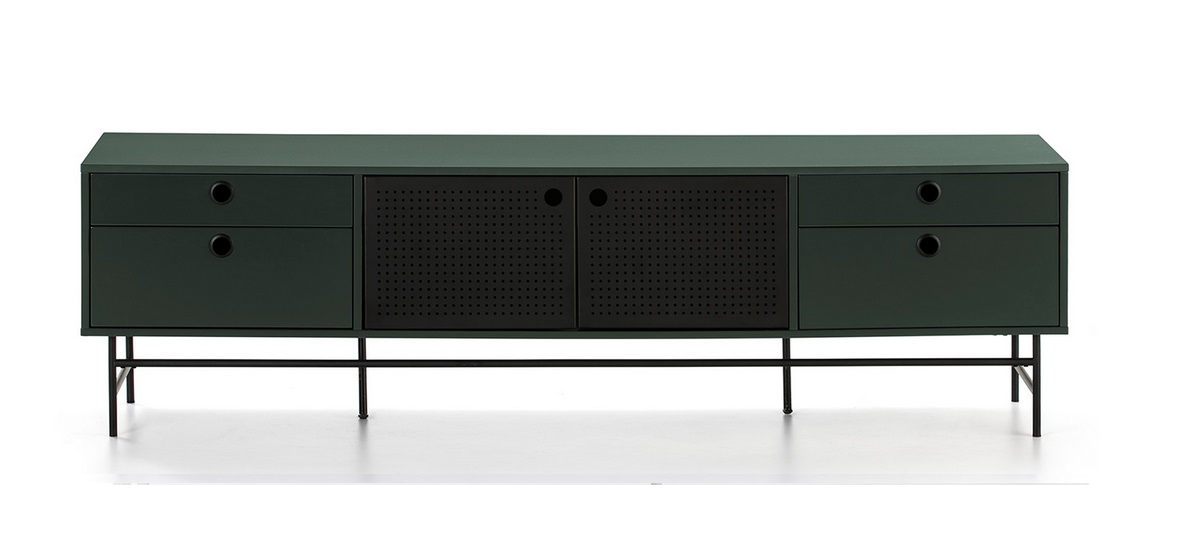 Mueble TV industrial Punto metal verde 180 cm