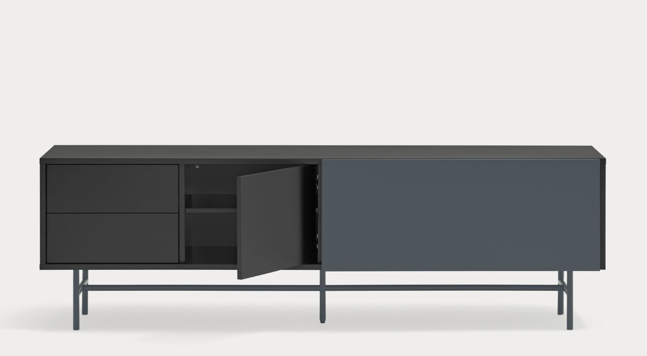 Mueble TV Nube negro y antracita 180x40cm
