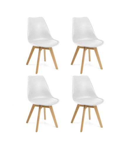 Set 4 sillas polar blancas 48,5x56x82,5cm