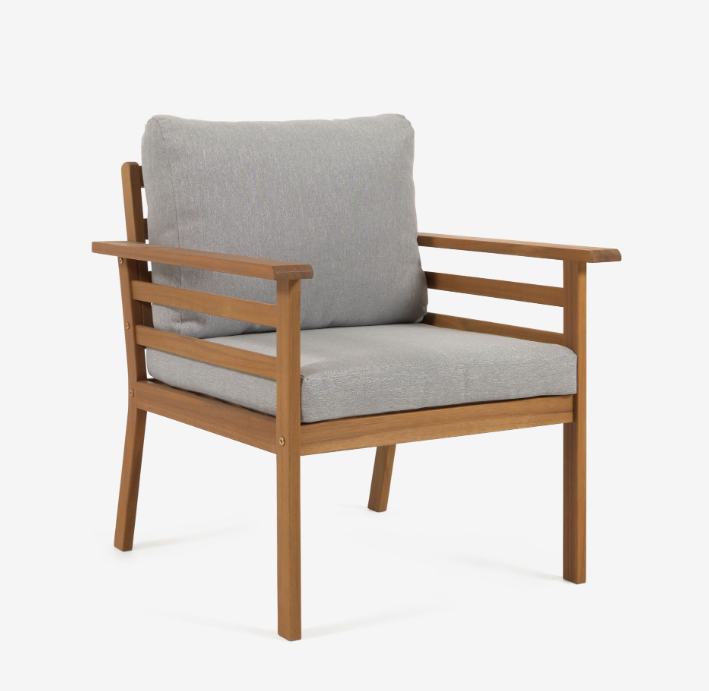 Set de exterior Almagro sofá, 2 sillones y mesa de centro madera maciza acacia