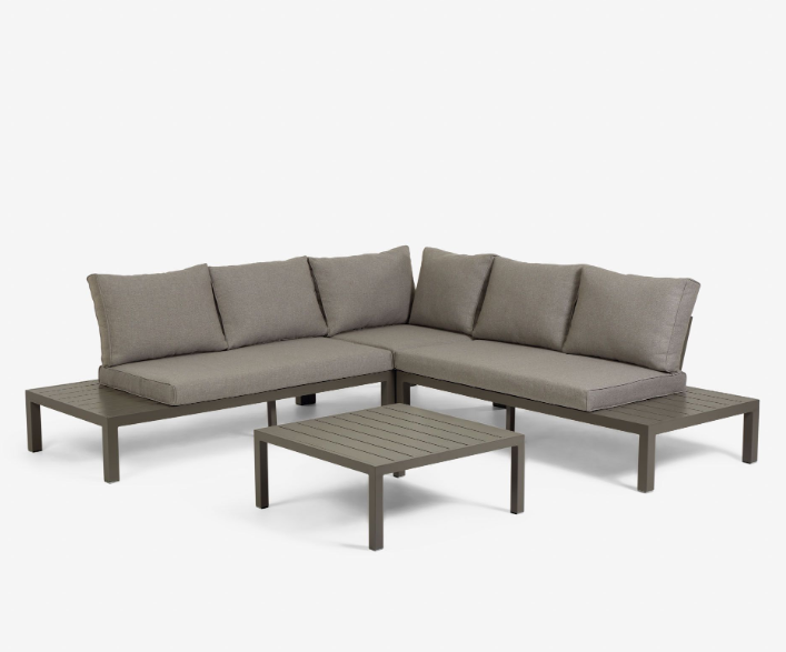 Set de exterior Salamandra de sofá rinconero 5 plazas y mesa de aluminio marron
