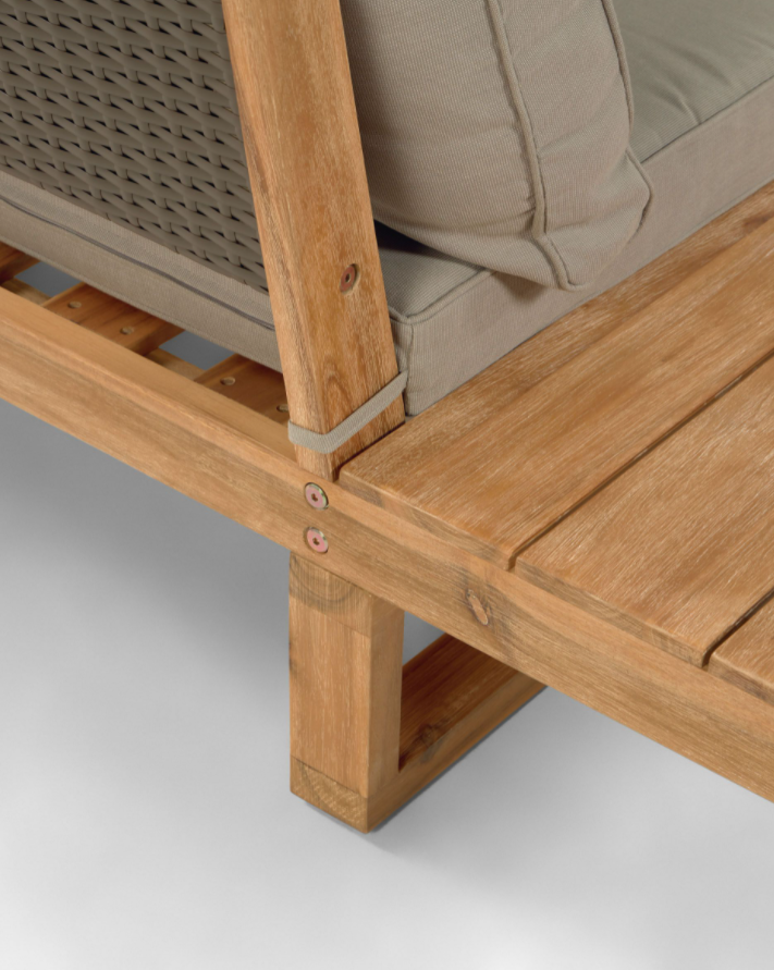 Set de sofá rinconero Milo 5 plazas y mesa de madera maciza acacia