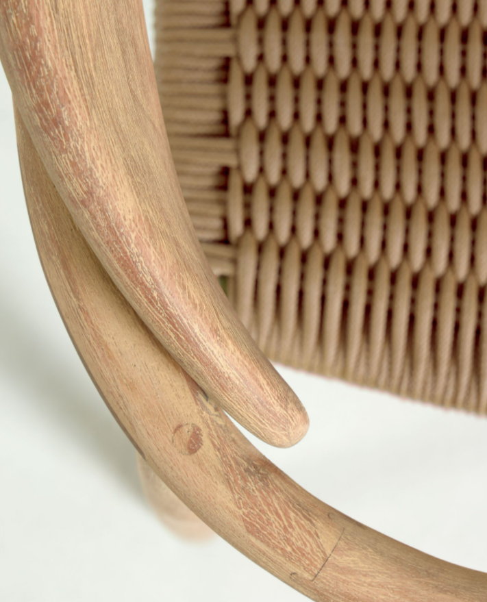 Silla Calma madera maciza eucalipto y cuerda beige FSC 100%