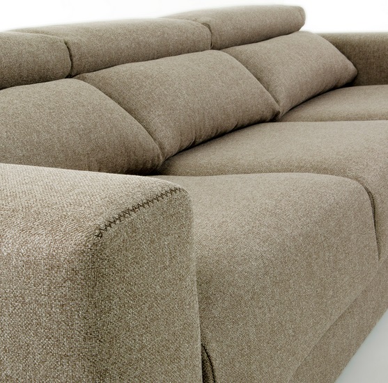 Sofa binari deslizante 3 plazas chaise longue tela beige