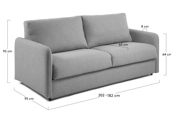 Sofa cama pocket colchon tela kansas gris