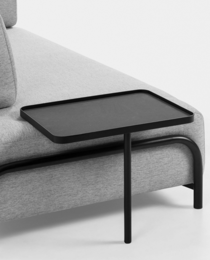 Sofa Damini 3 plazas gris claro con bandeja 252cm