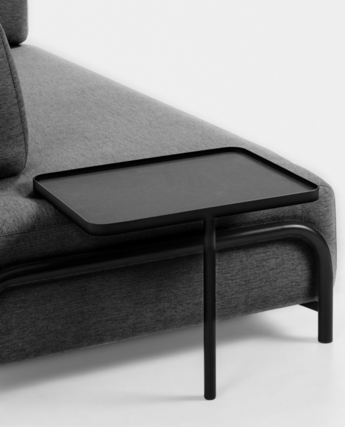 Sofa Damini 3 plazas gris oscuro con bandeja 252cm