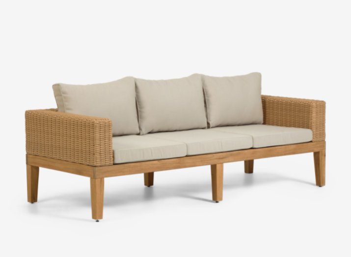 Sofa Cuba madera acacia y ratán 3 plazas FSC 100%