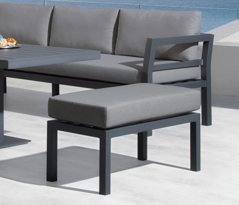 Set nasau sofa terraza aluminio gris antracita con mesa de comedor