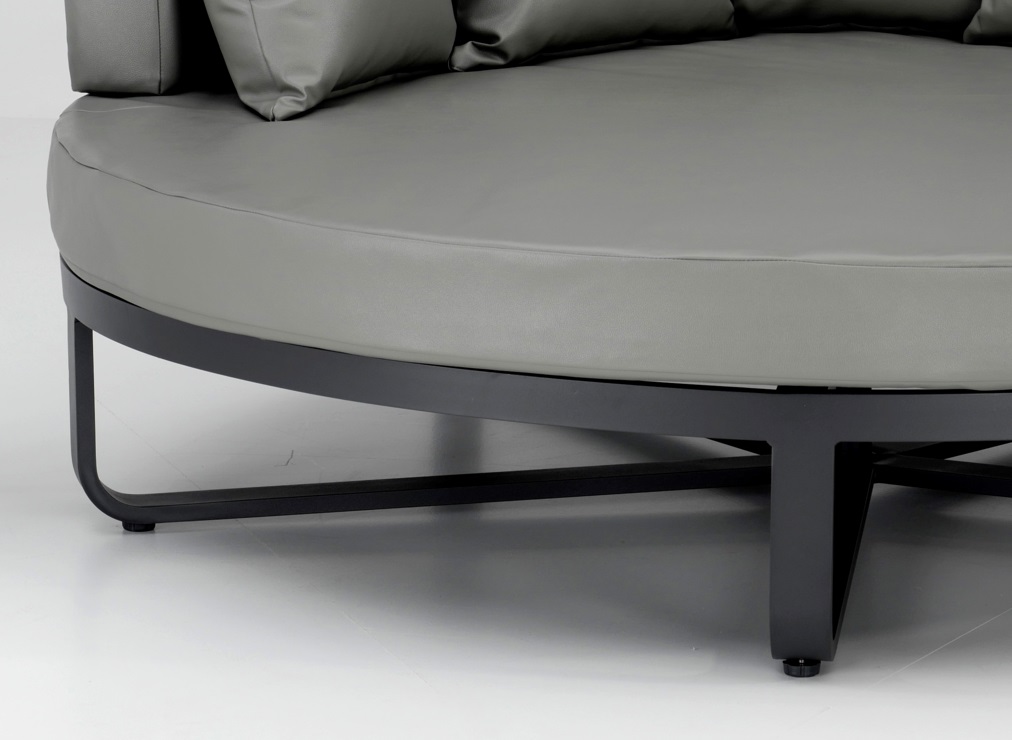 Tumbona lounge redonda aluminio piel nautica gris Contoy