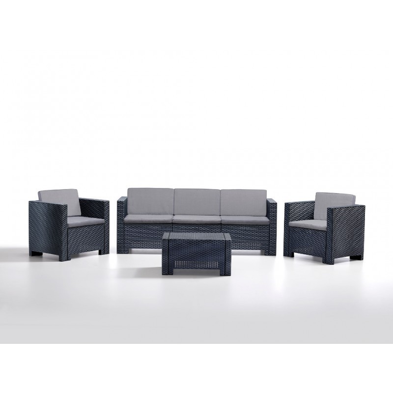 Set de exterior Melio poliratán antracita sofa de 3 plazas
