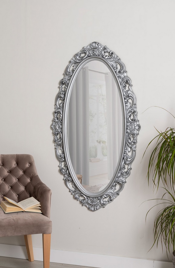 Espejo barroco ovalado plata 130x72 cm