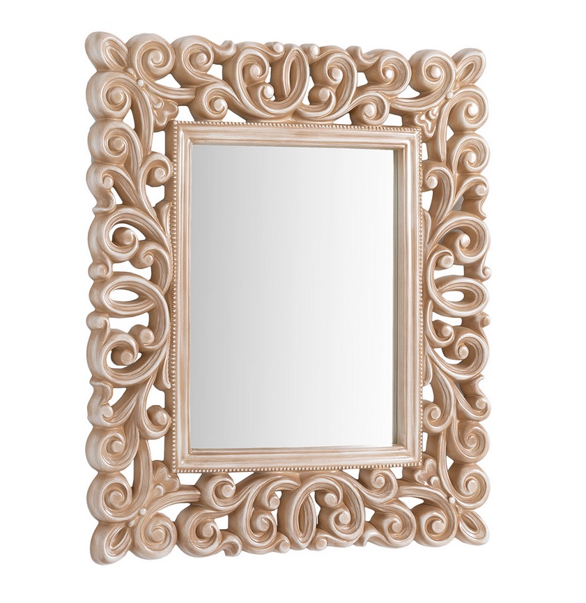 Espejo barroco crema patinado 80x67 cm