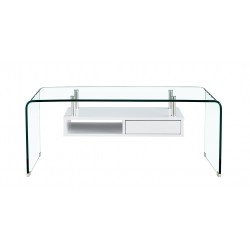 Mesa de centro de cristal con estante 110x60cm