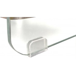 Mesa de cristal curvado con dos cajones 50x43cm