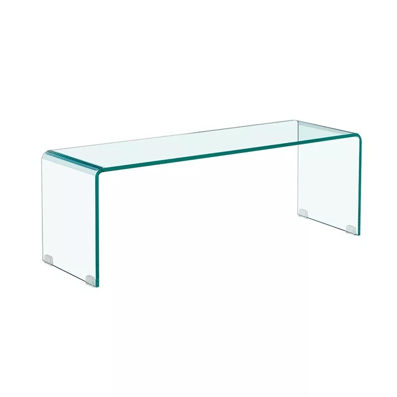 mueble TV cristal curvado transparente 100x33